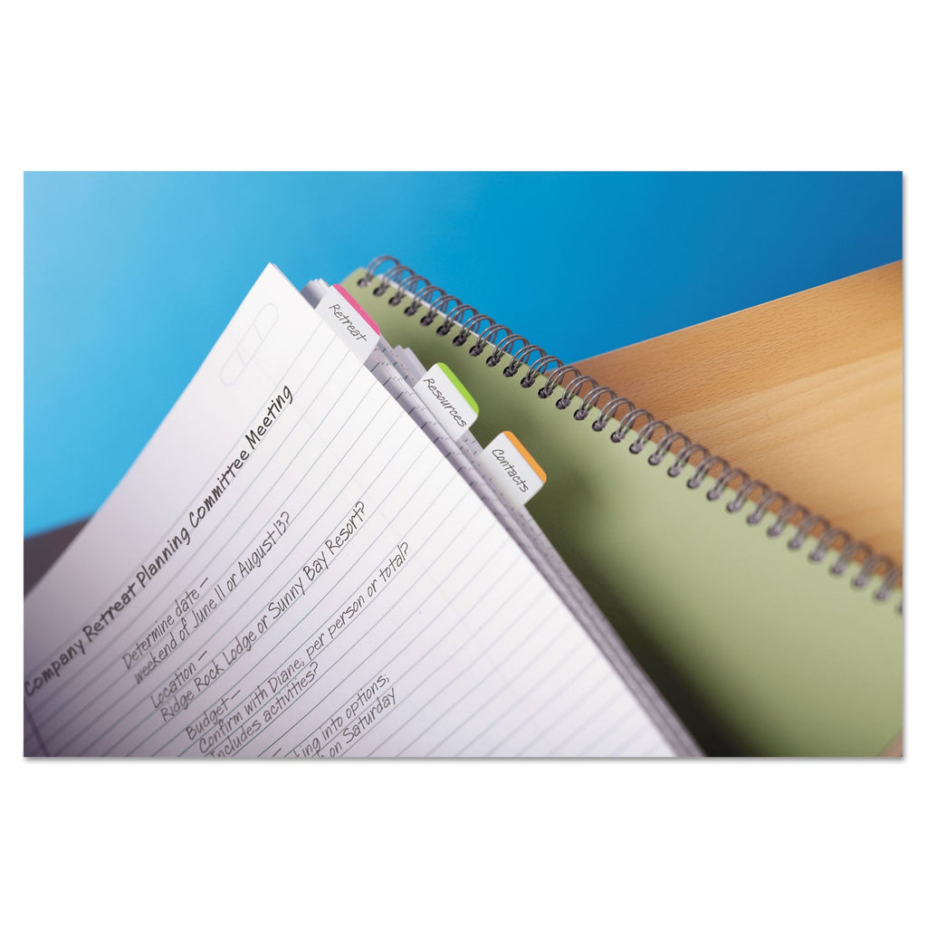 Post-it 1" Lined Tabs, 1/5-Cut, Assorted Bright Colors, 1" Wide, 66/Pack