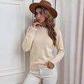 Fake Two-piece Lace-panel Crew-neck Sweater
