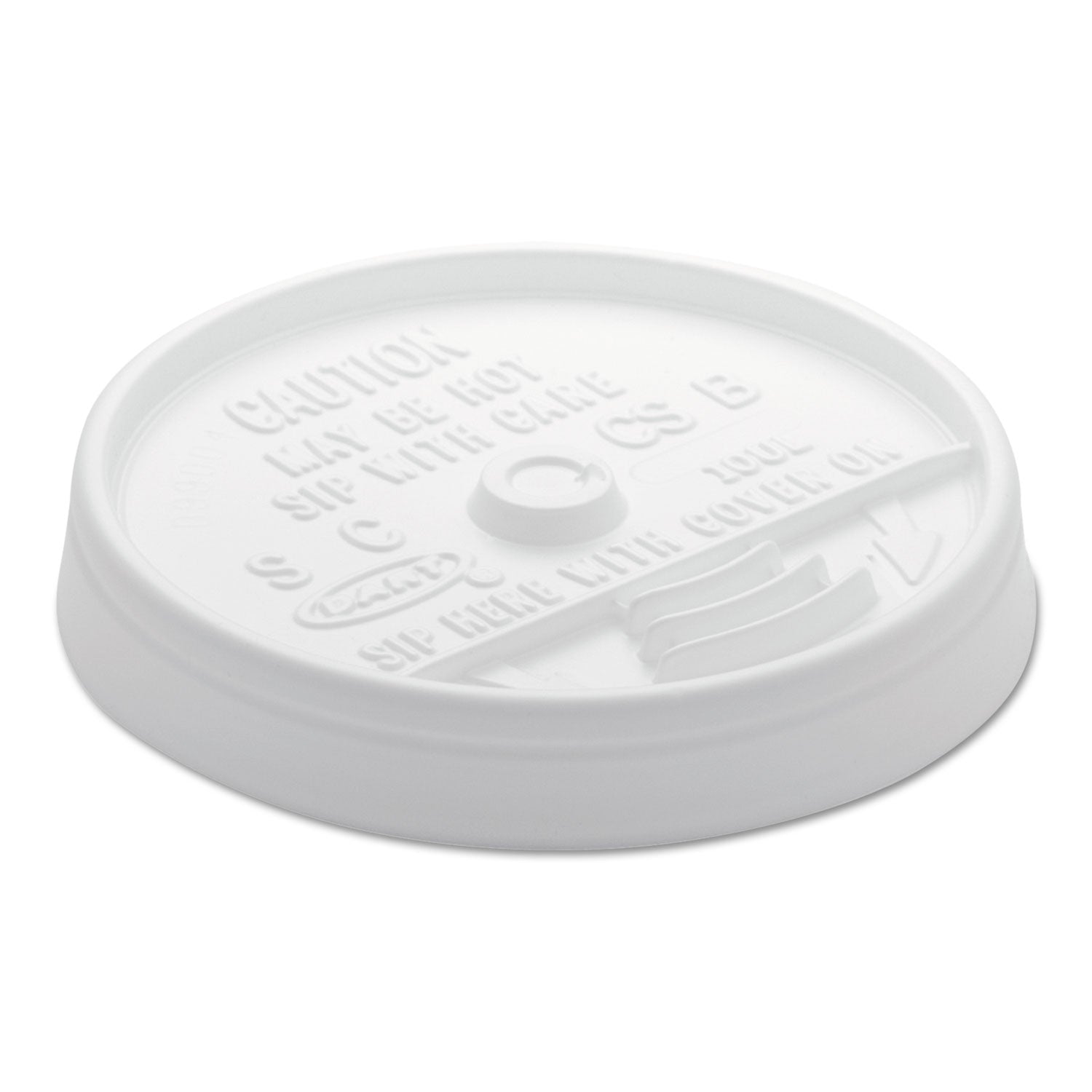 Dart Sip Thru Lids, Fits 10 oz to 12 oz Foam Cups, Plastic, White, 1,000/Carton