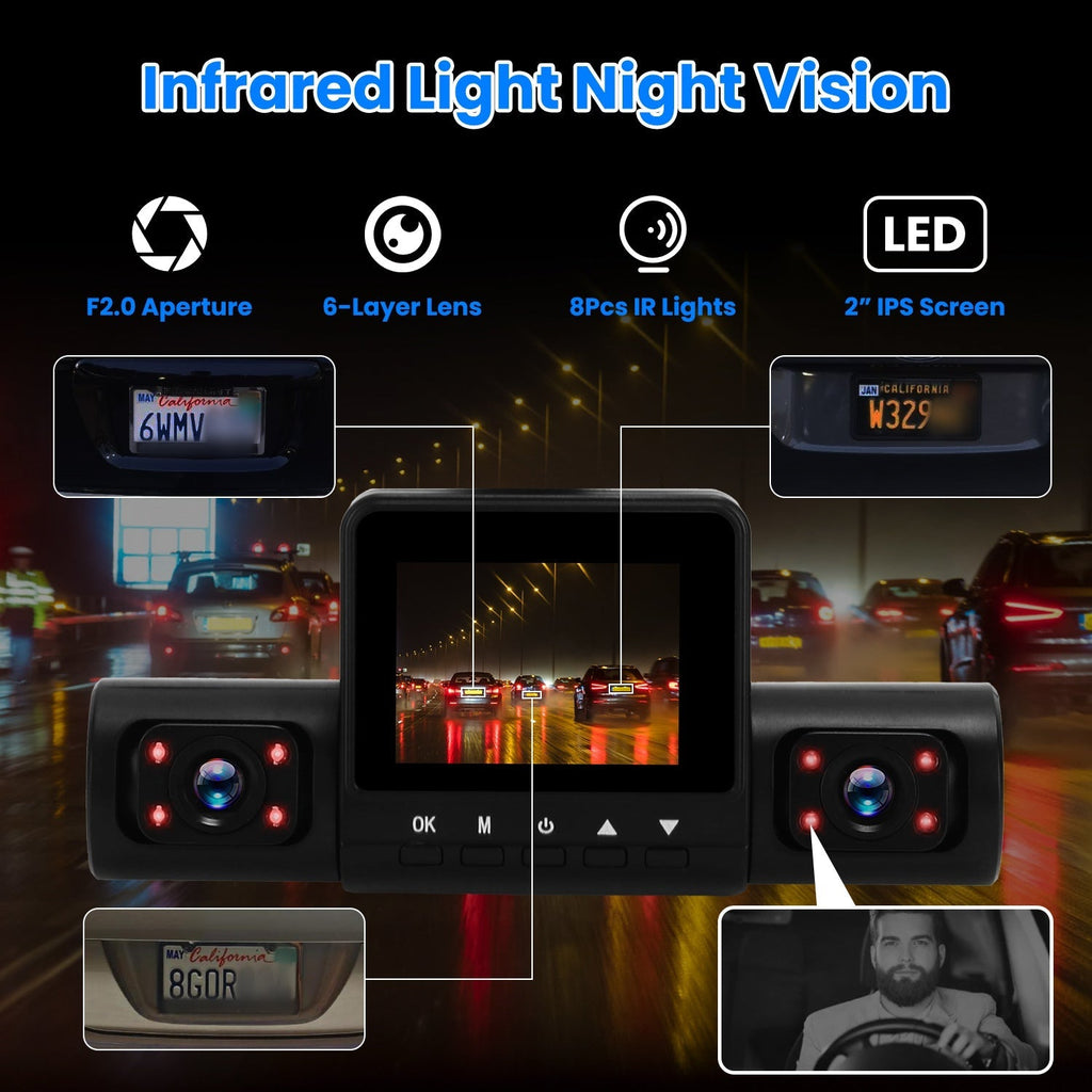 360° 4-Channel Dash Cam – 1080P, Night Vision, 32GB