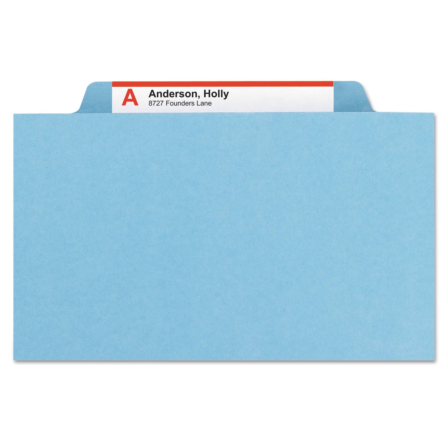 Smead Six-Section Pressboard Top Tab Classification Folders with SafeSHIELD Fasteners, 2 Dividers, Letter Size, Blue, 10/Box