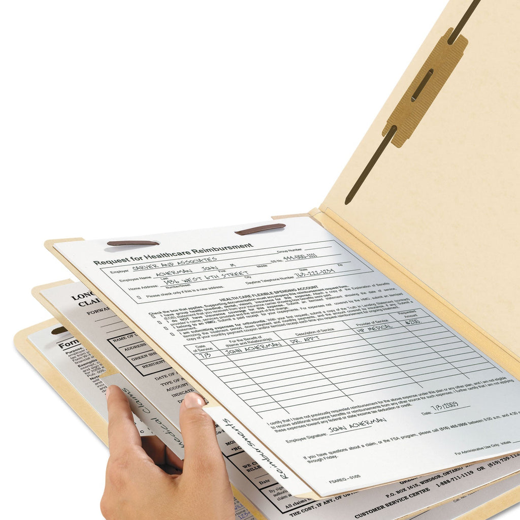 Smead Manila Four- and Six-Section Top Tab Classification Folders, 2 Dividers, Letter Size, Manila, 10/Box