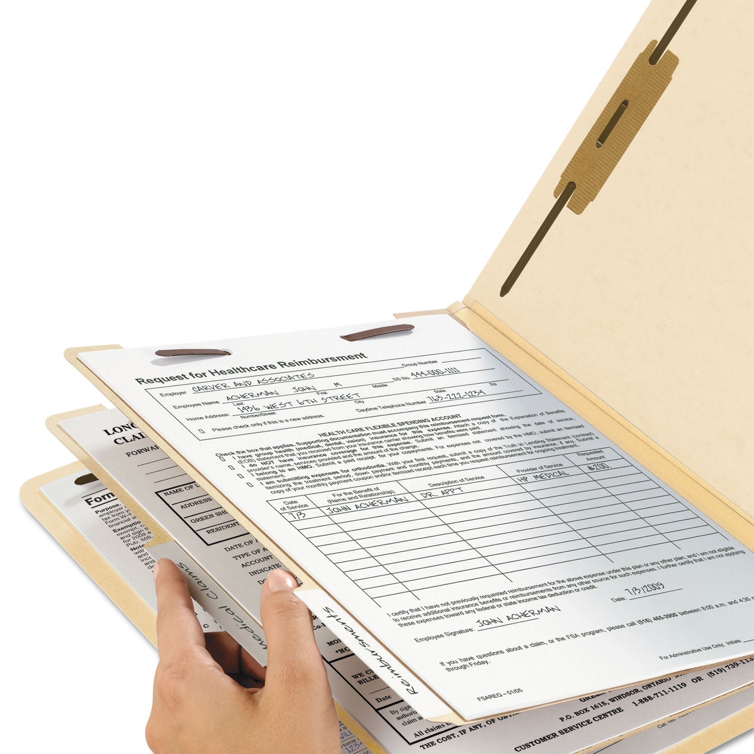 Smead Manila Four- and Six-Section Top Tab Classification Folders, 2 Dividers, Letter Size, Manila, 10/Box