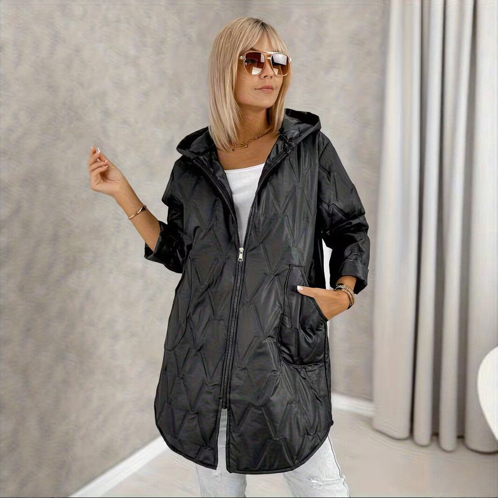 Plus-size Womens Mid-length Hooded Warm And Relaxed-fit Coat