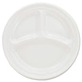 Dart Plastic Plates, 3-Compartment, 9" dia, White, 125/Pack, 4 Packs/Carton
