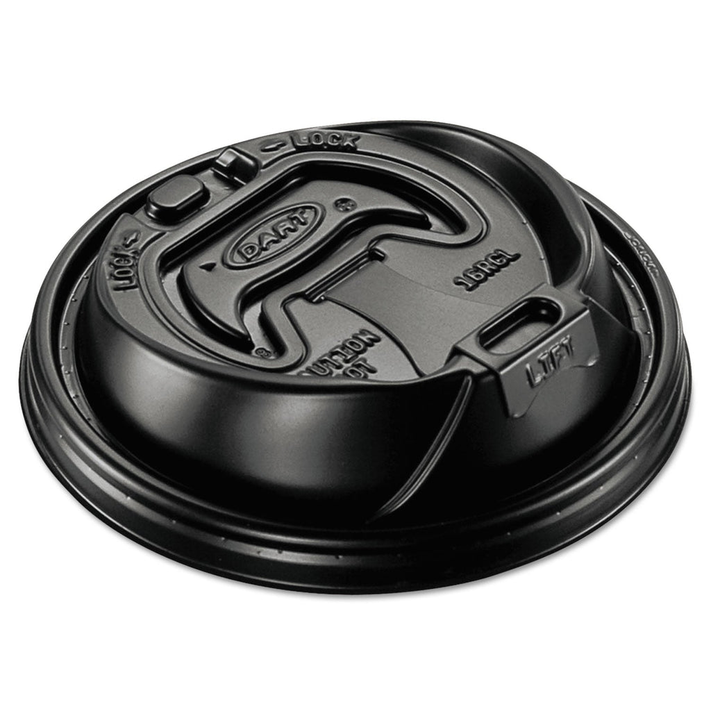 Dart Optima Reclosable Lid, Fits 12 oz to 24 oz Foam Cups, Black, 100 Pack, 10 Packs/Carton