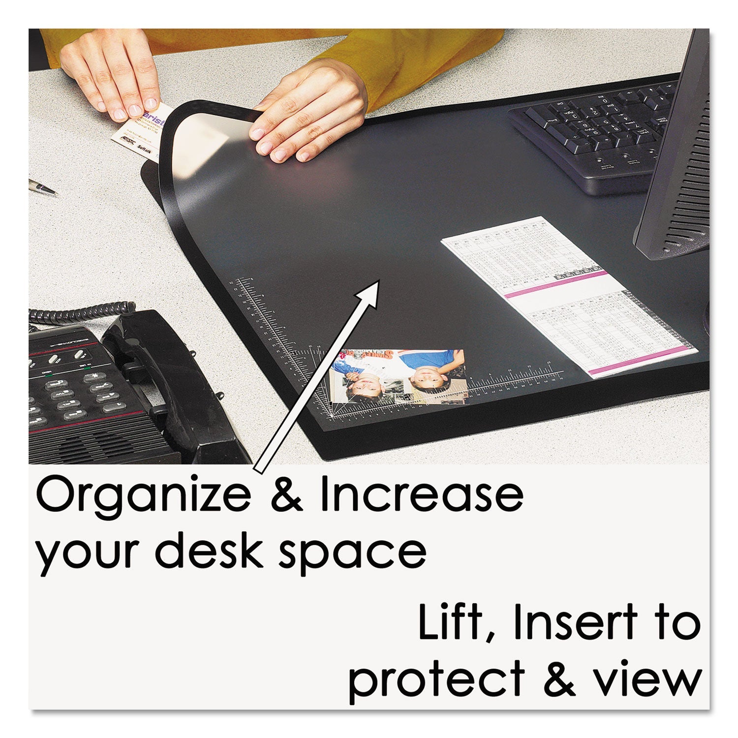 Artistic Lift-Top Pad Desktop Organizer, with Clear Overlay, 31 x 20, Black
