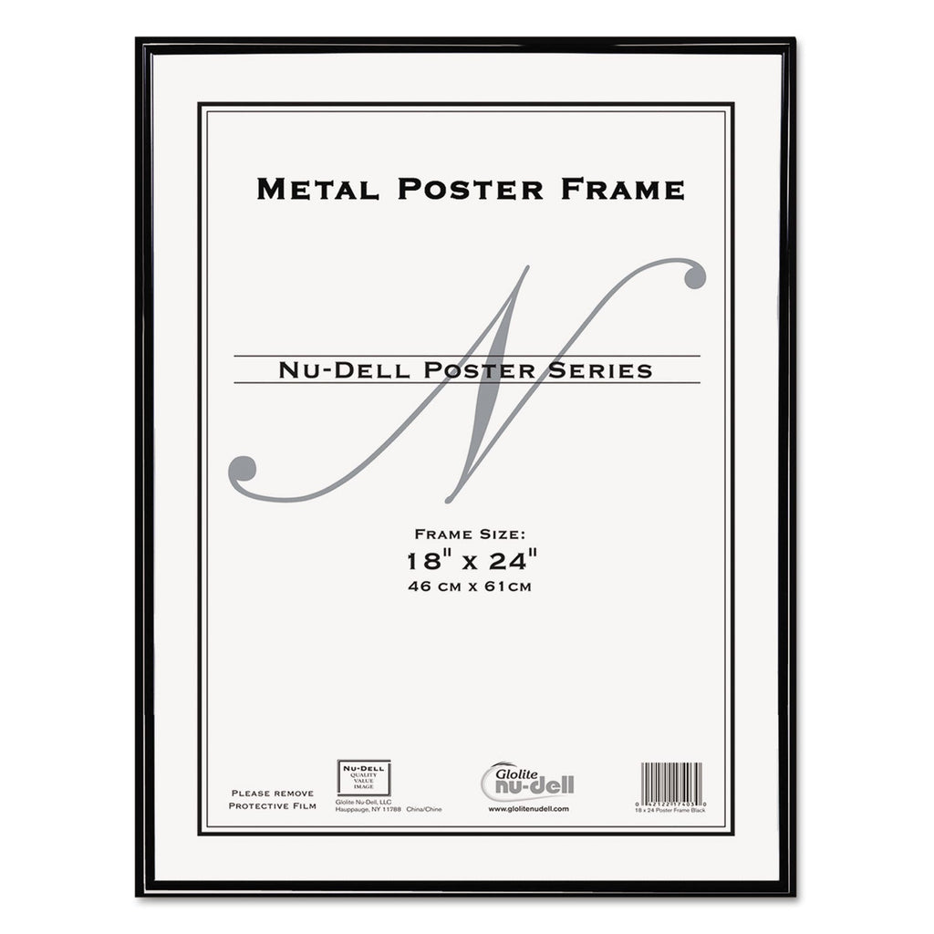 NuDell Metal Poster Frame, Plastic Face, 18 x 24, Black