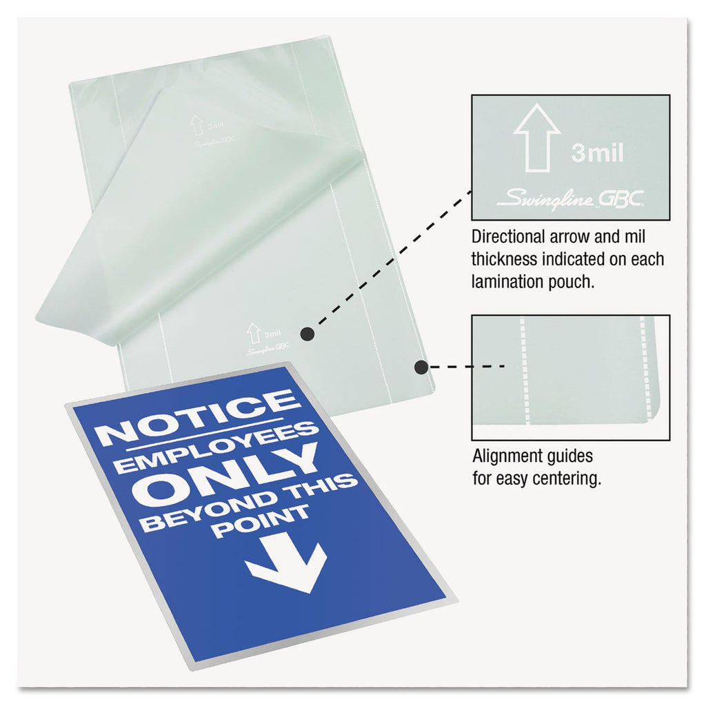GBC EZUse Thermal Laminating Pouches, 5 mil, 11.5" x 17.5", Gloss Clear, 100/Box