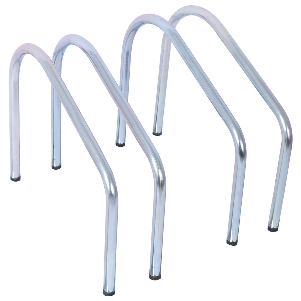 2 bicycle ground bike parking racks 22-28 inch wheel supports, maximum tire width 2.15 inches, galvanized
