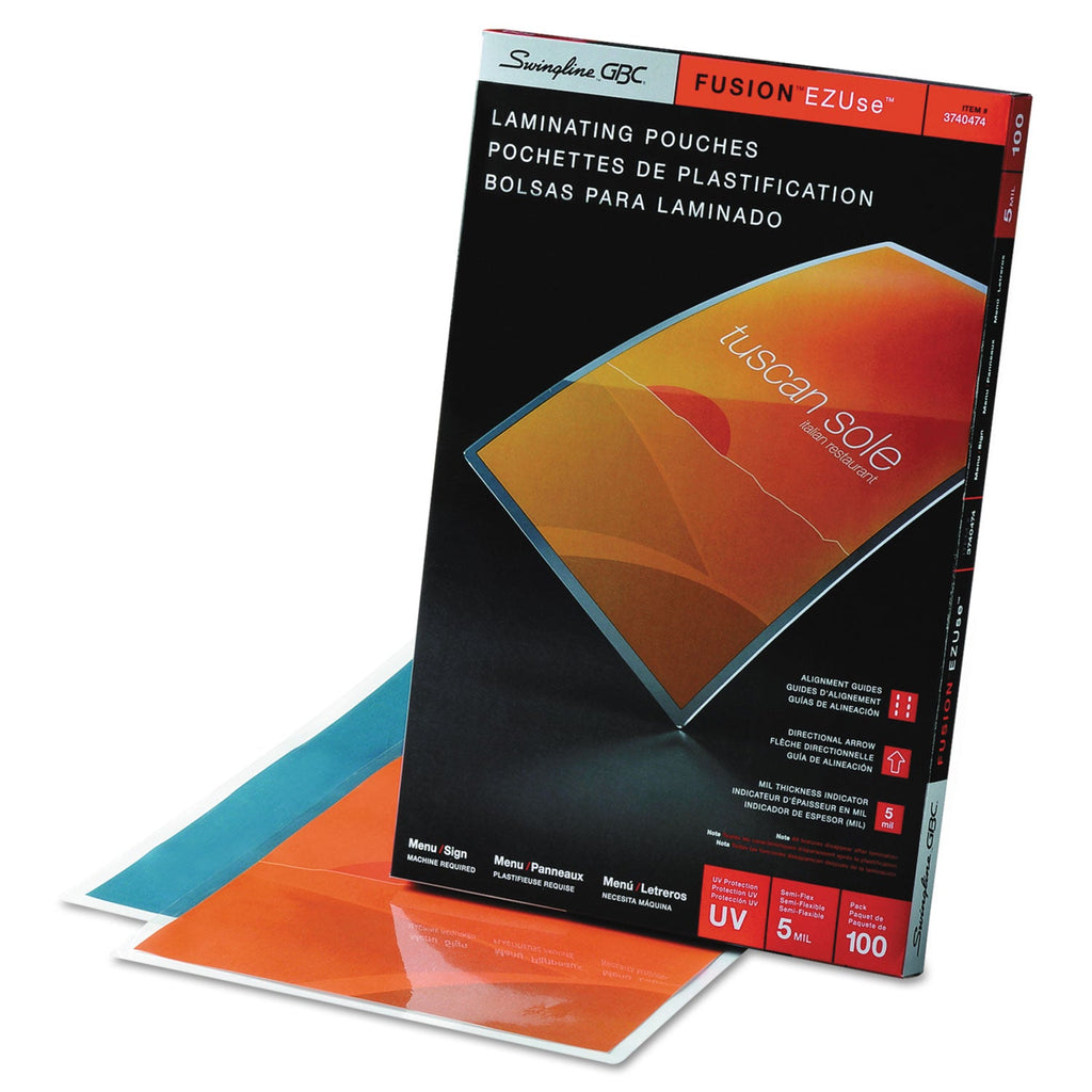 GBC EZUse Thermal Laminating Pouches, 5 mil, 11.5" x 17.5", Gloss Clear, 100/Box