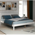 Platform Bed Frame with Headboard   Wood Slat Support  No Box Spring Needed  Full White