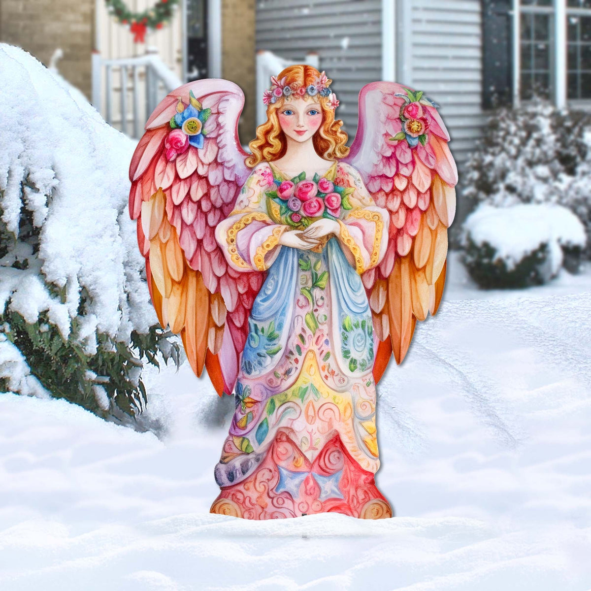 Pink Floral Angel Outdoor Decor by G. Debrekht - Nativity Holiday Decor - 8611023F