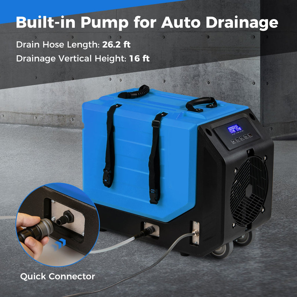190 PPD Commercial Dehumidifier with Pump and 2 Wheels
