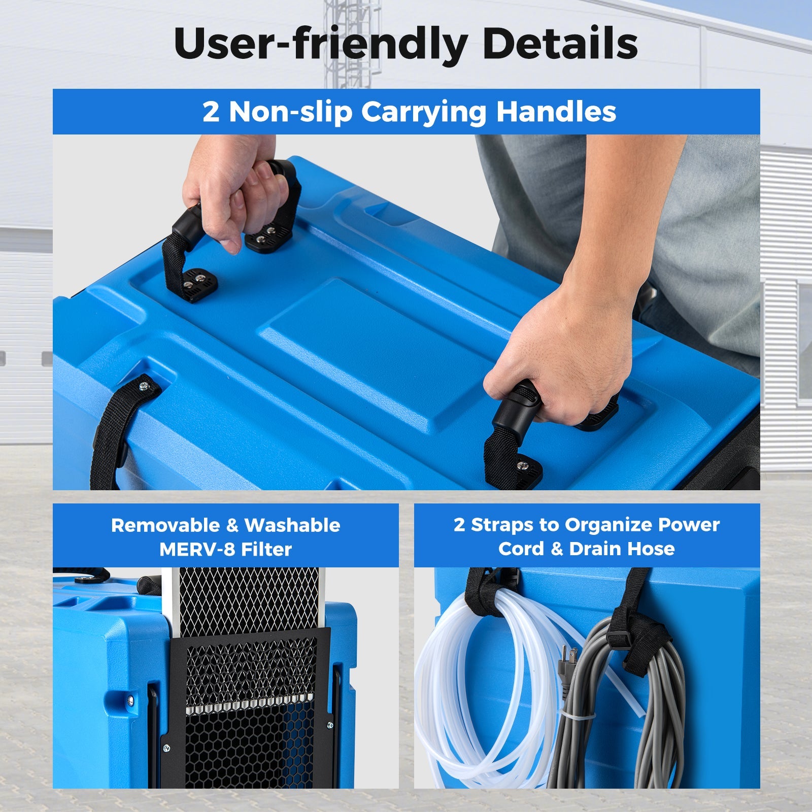 190 PPD Commercial Dehumidifier with Pump and 2 Wheels