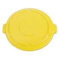 Rubbermaid Vented Round BRUTE Flat Top Lid for 44 gal Containers, 24.5" Diameter x 1.5h, Yellow
