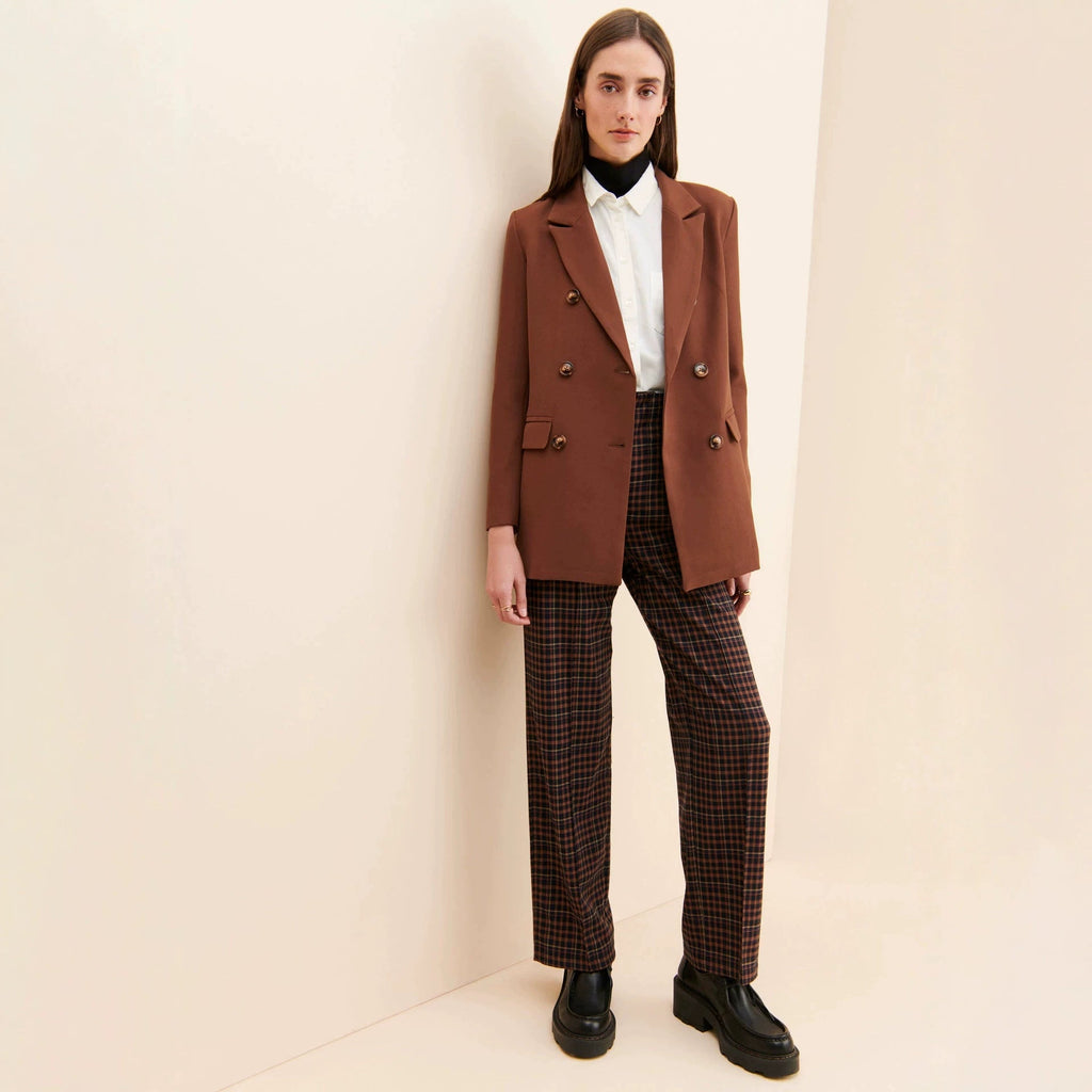 Double-breasted Drapey Blazer Womens Suit Jacket