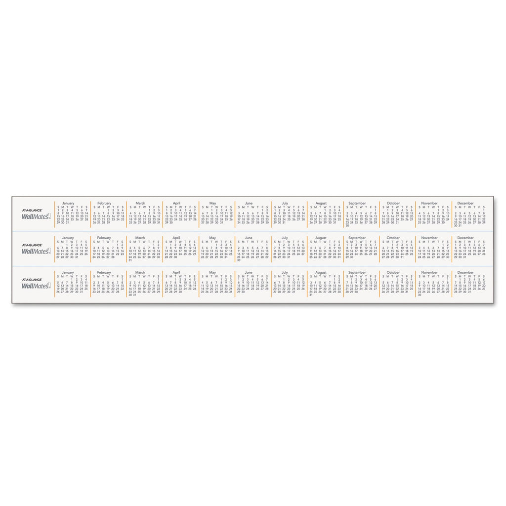 AT-A-GLANCE WallMates Self-Adhesive Dry Erase Monthly Planning Surfaces, 18 x 12, White/Gray/Orange Sheets, Undated