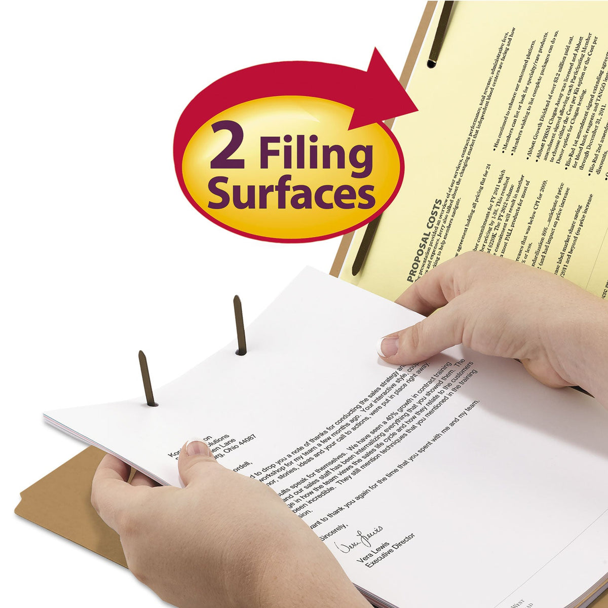 Smead Top Tab Fastener Folders, Guide-Height 2/5-Cut Tabs: Right of Center, 2 Fasteners, Legal Size, 17-pt Kraft Exterior, 50/Box