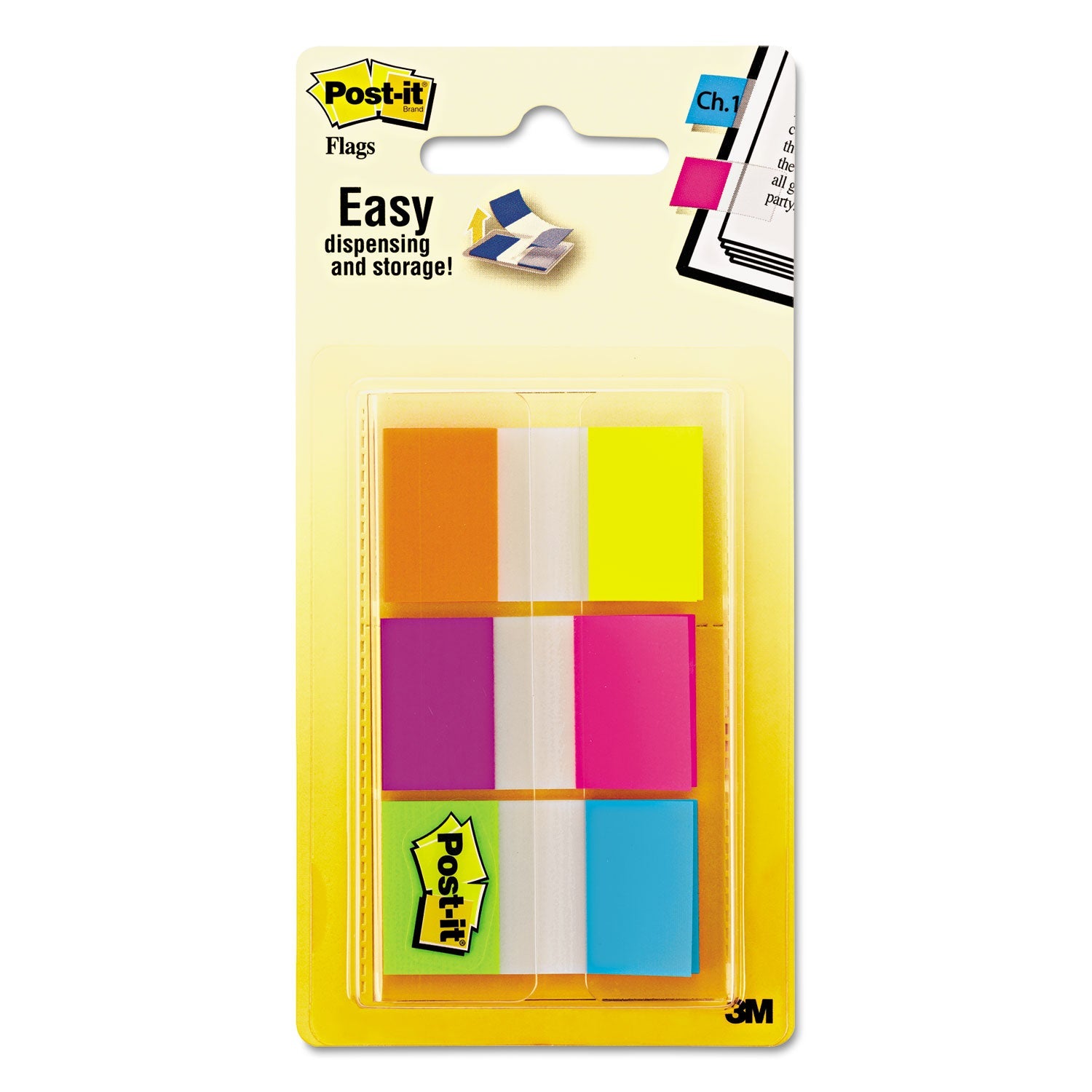 Post-it Page Flags in Portable Dispenser, Assorted Brights, 60 Flags/Pack