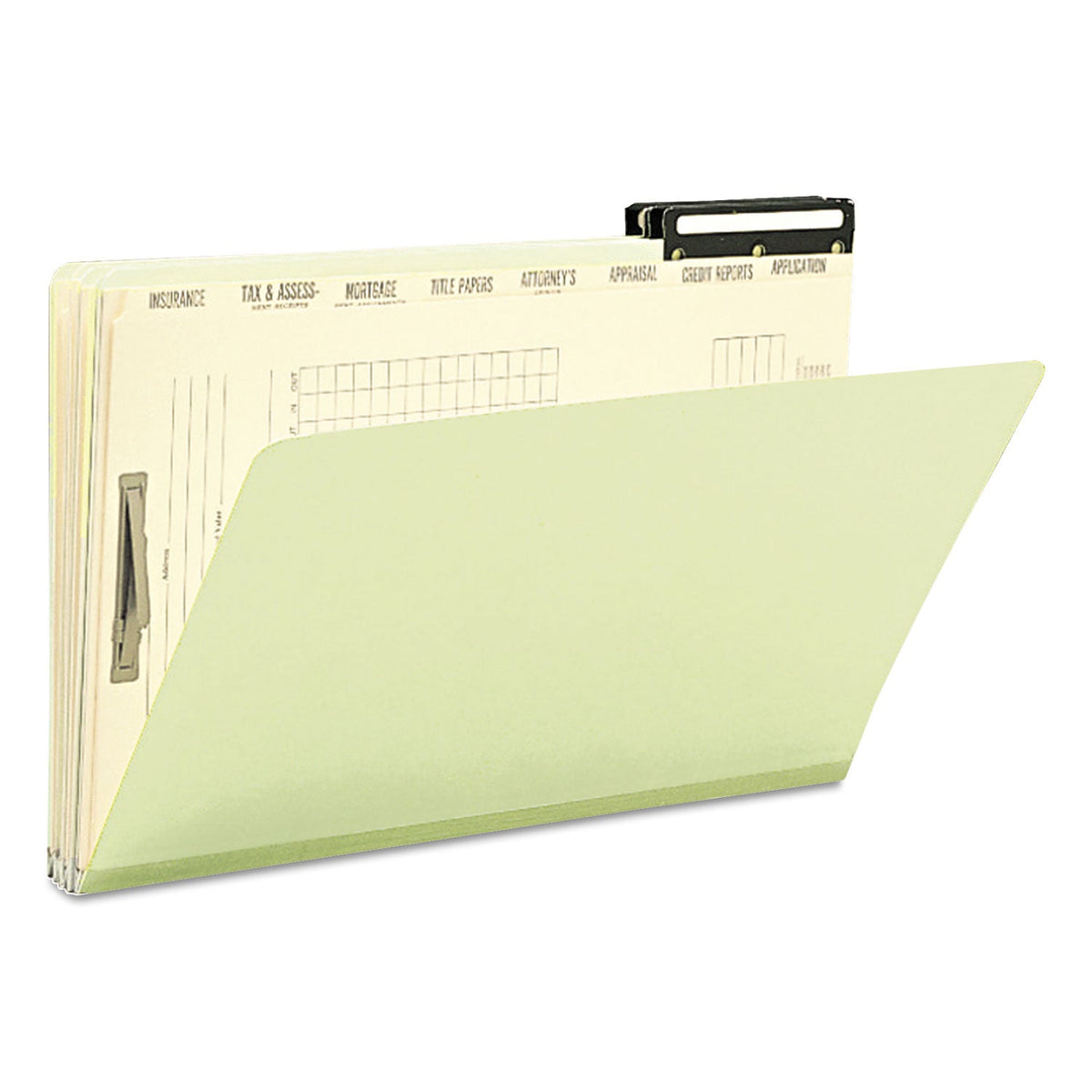 Smead Pressboard Mortgage Folders, 8 Dividers, Legal Size, Green, 10/Box