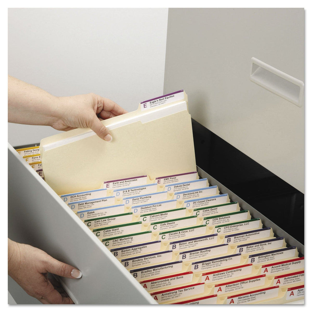 Smead 100% Recycled Manila Top Tab File Folders, 1/3-Cut Tabs: Assorted, Letter Size, 0.75" Expansion, Manila, 100/Box