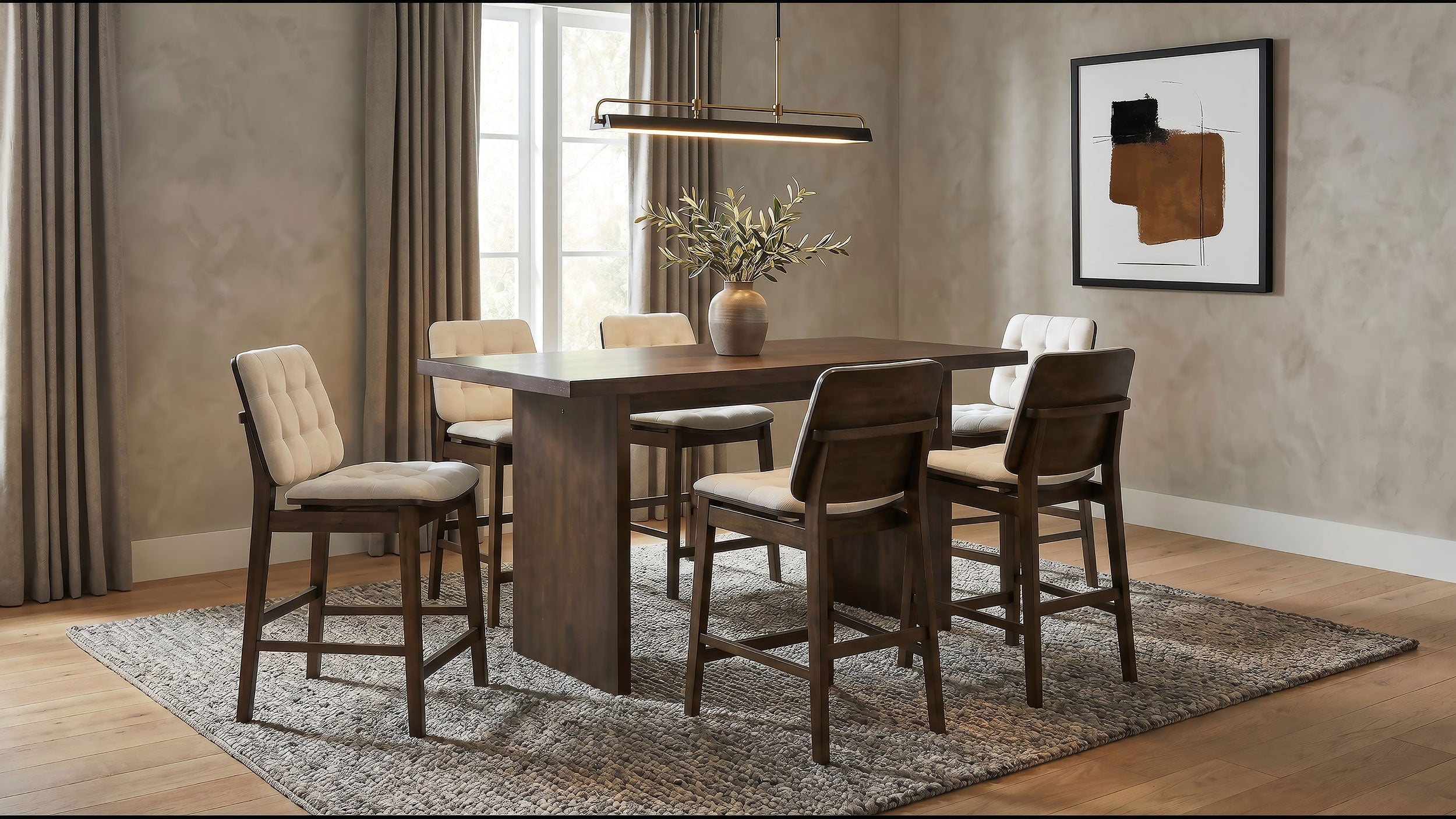 Decker 7-piece 70-inch Counter Height Dining Set Cream and Walnut