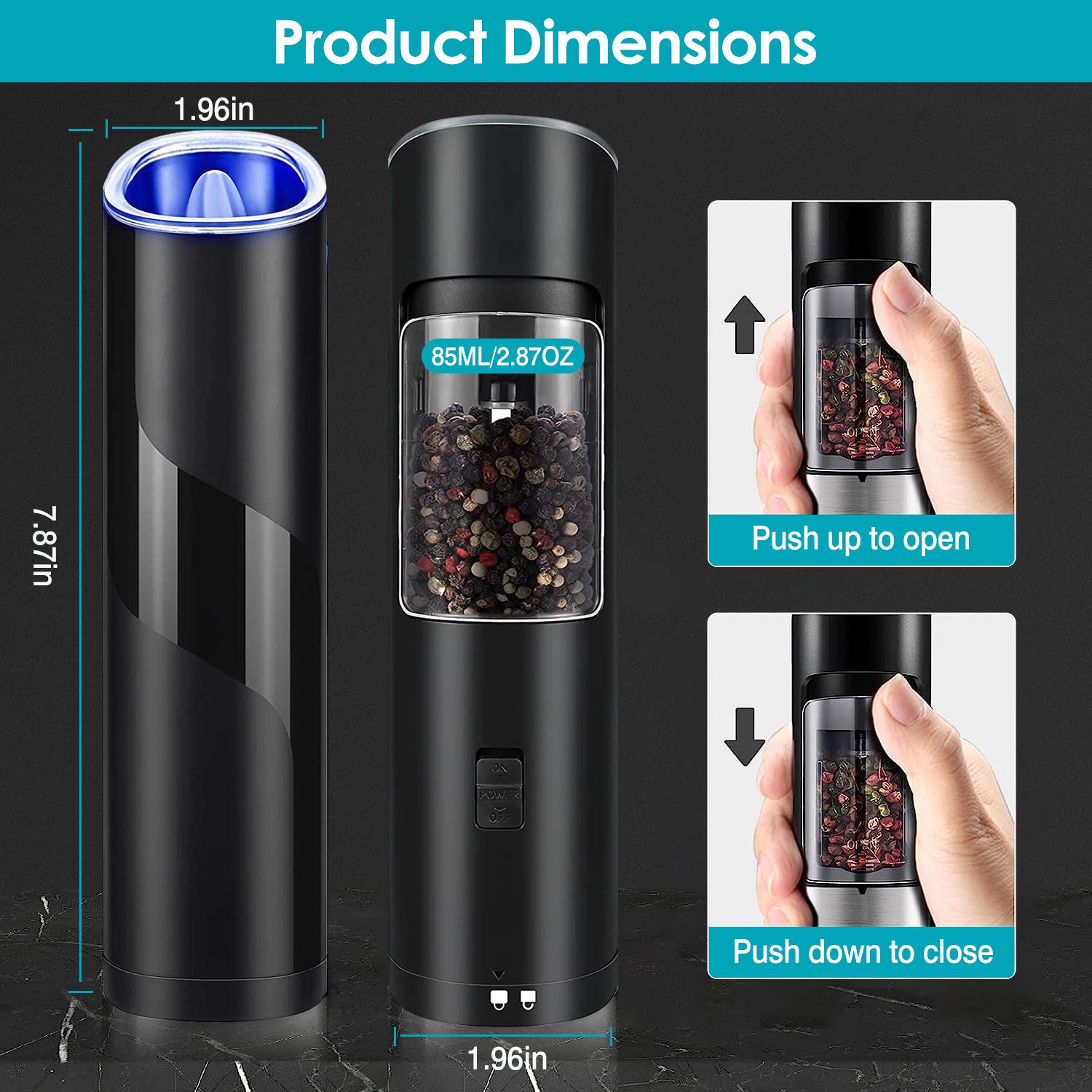 Electric Salt & Pepper Grinder – Gravity Sensor with LED