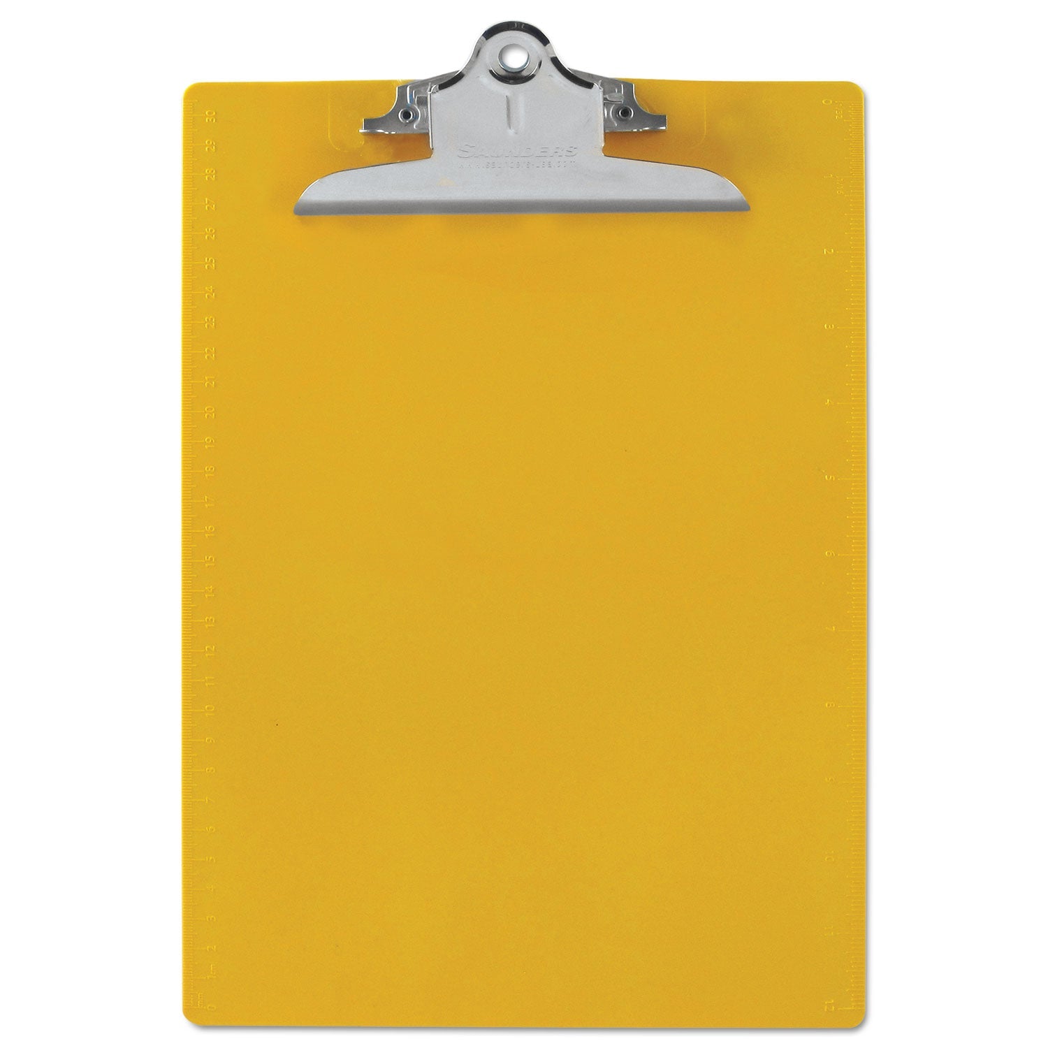 Saunders Recycled Plastic Clipboard with Ruler Edge, 1" Clip Capacity, Holds 8.5 x 11 Sheets, Yellow