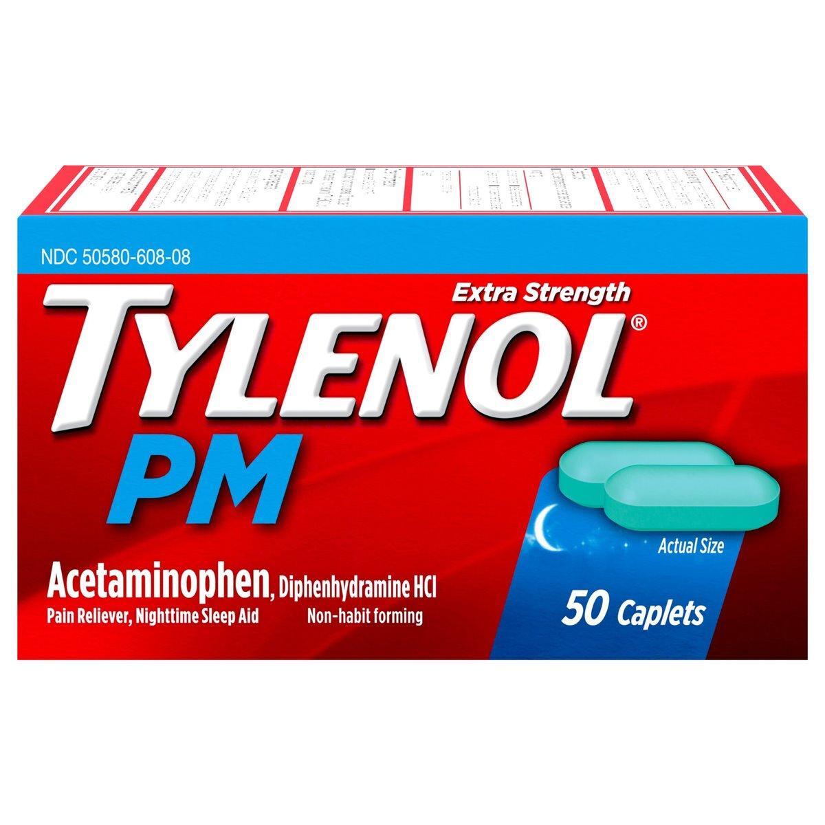 Tylenol PM Extra Strength Nighttime Pain Reliever & Sleep Aid Caplets, 500 Mg