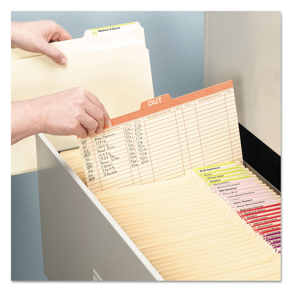 Smead Manila Out Guides, Printed Form Style, 1/5-Cut Top Tab, Out, 8.5 x 11, Manila, 100/Box