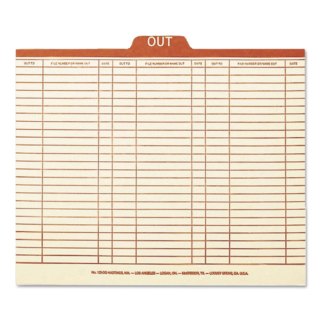 Smead Manila Out Guides, Printed Form Style, 1/5-Cut Top Tab, Out, 8.5 x 11, Manila, 100/Box