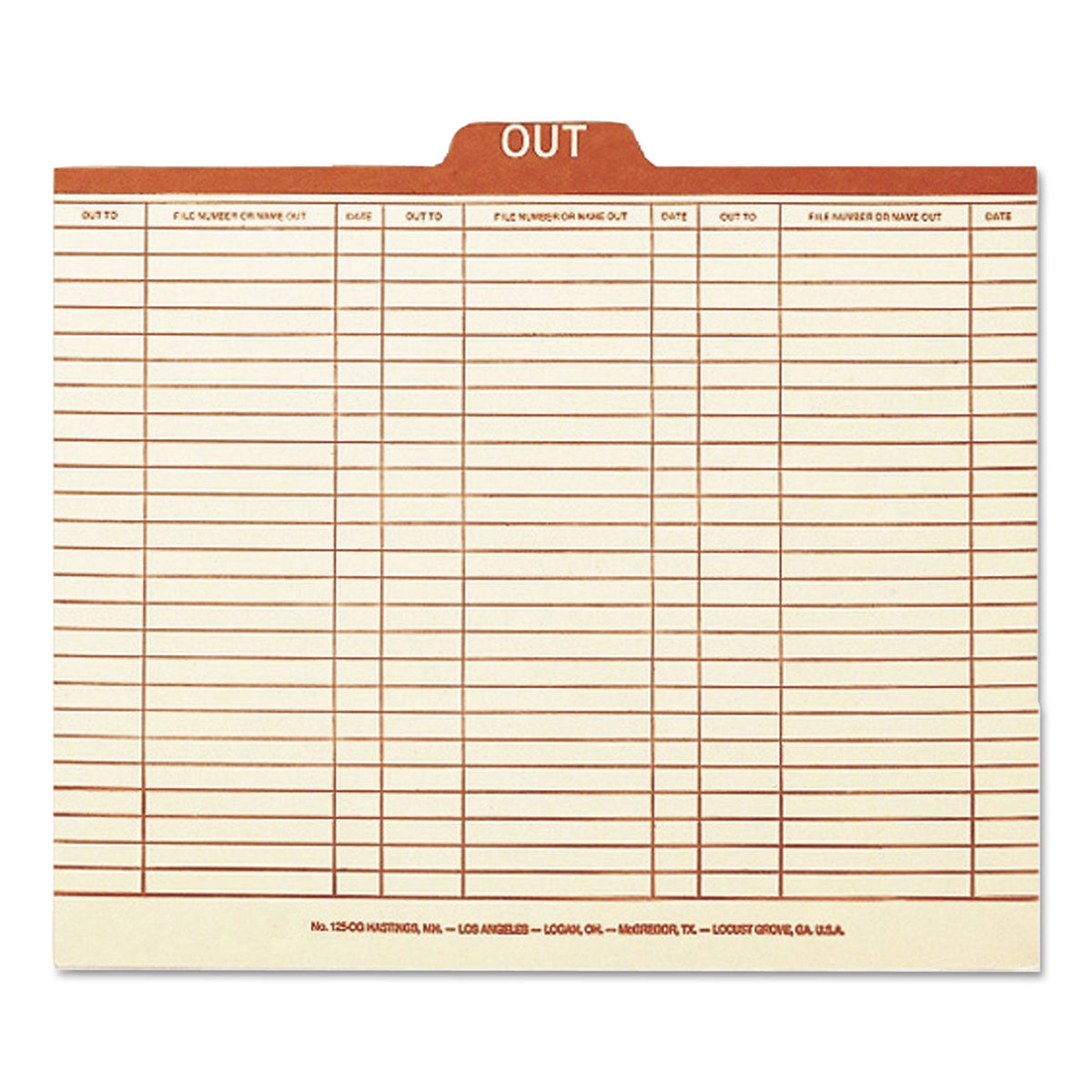 Smead Manila Out Guides, Printed Form Style, 1/5-Cut Top Tab, Out, 8.5 x 11, Manila, 100/Box