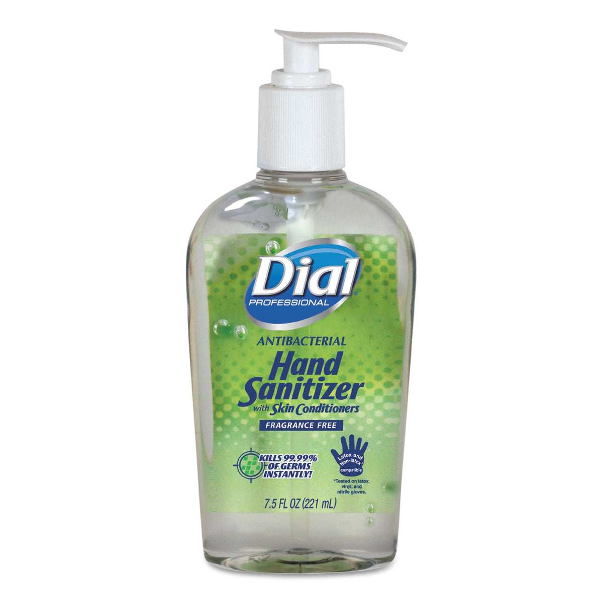Dial Antibacterial with Moisturizers Gel Hand Sanitizer, 7.5 oz, Pump Bottle, Fragrance-Free