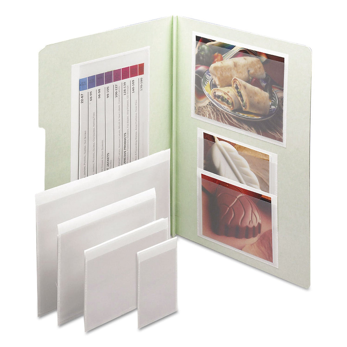 Smead Self-Adhesive Poly Pockets, Top Load, 4.06 x 3, Clear, 100/Box