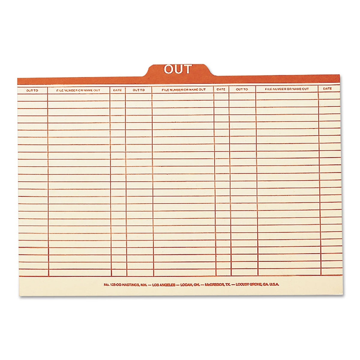 Smead Manila Out Guides, Printed Form Style, 1/5-Cut Top Tab, Out, 8.5 x 14, Manila, 100/Box
