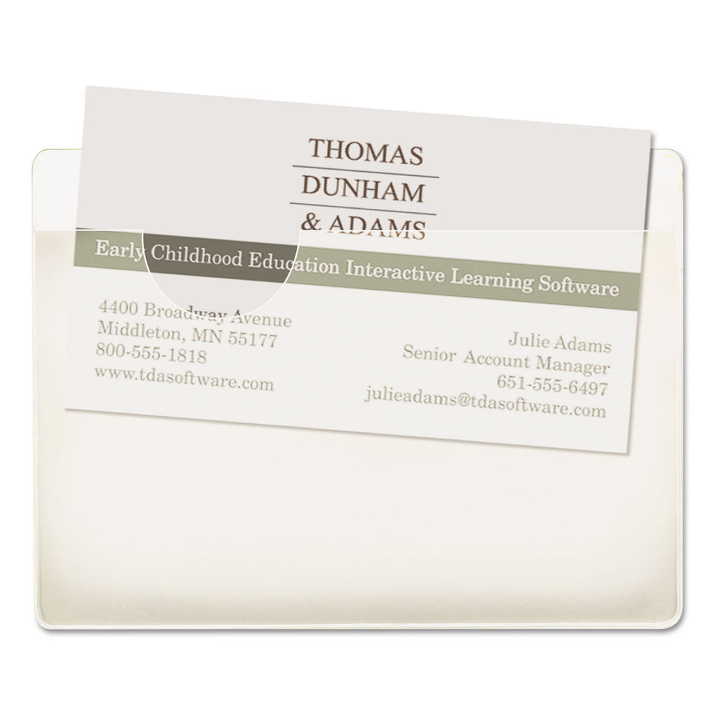 Smead Self-Adhesive Poly Pockets, Top Load, 4.06 x 3, Clear, 100/Box