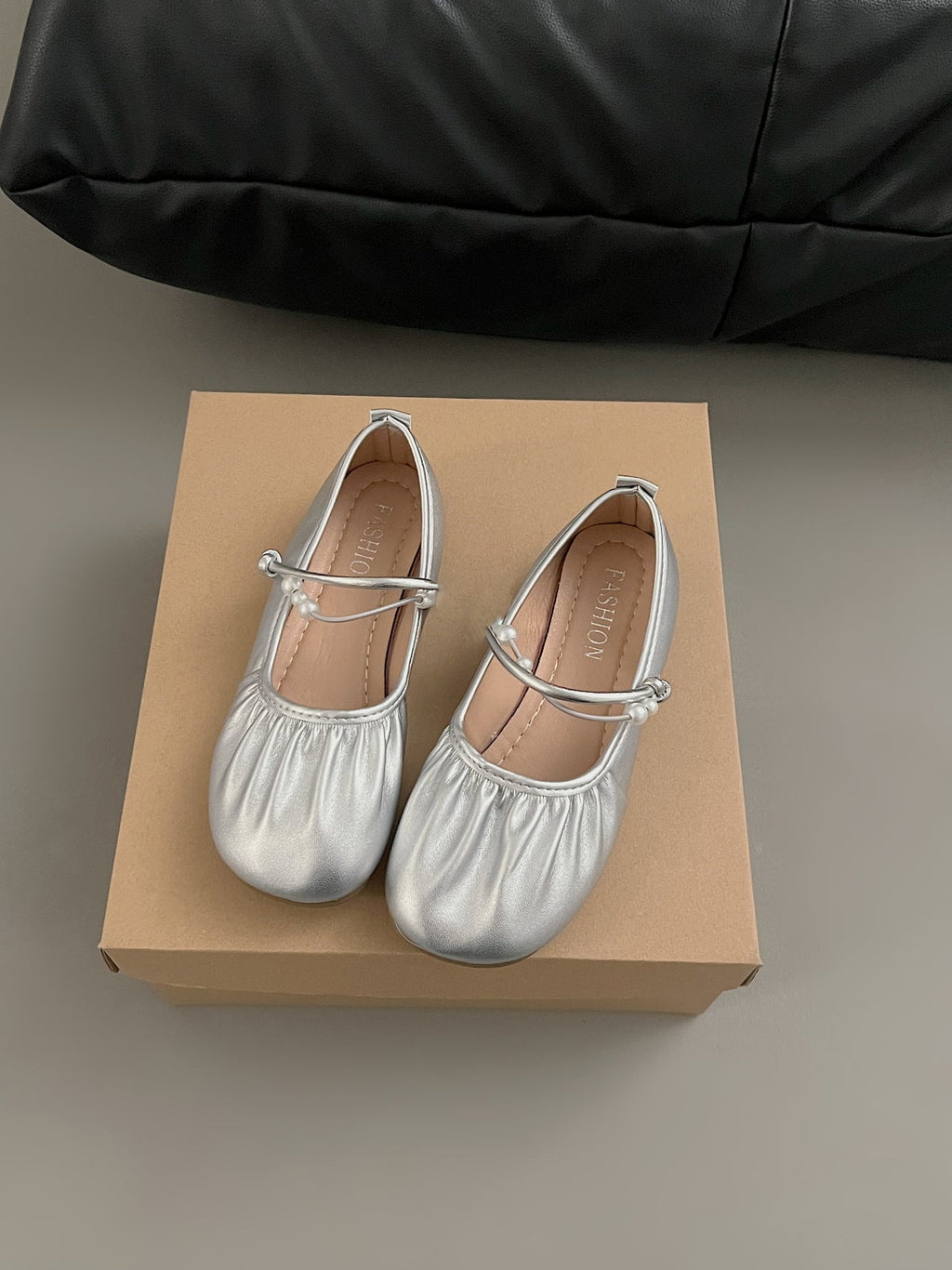 2026 Fall New Silver Mary Jane Loafers, French Gentle Shallow Vamp Flats Women Dress Shoes For Skirts