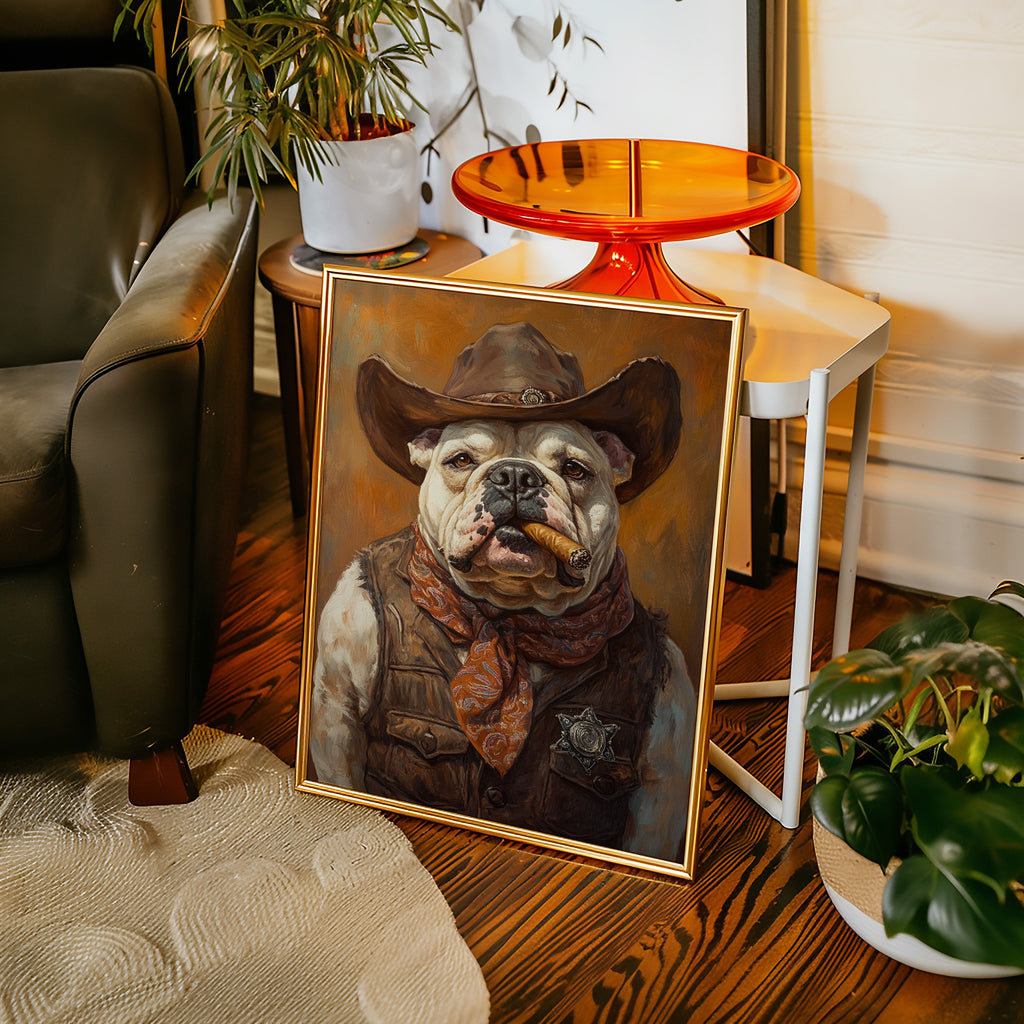 Bulldog Sheriff with a Cigar and Scowl