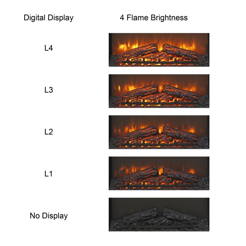 23 inch electric fireplace insert ultra thin heater with log set & realistic flame remote control