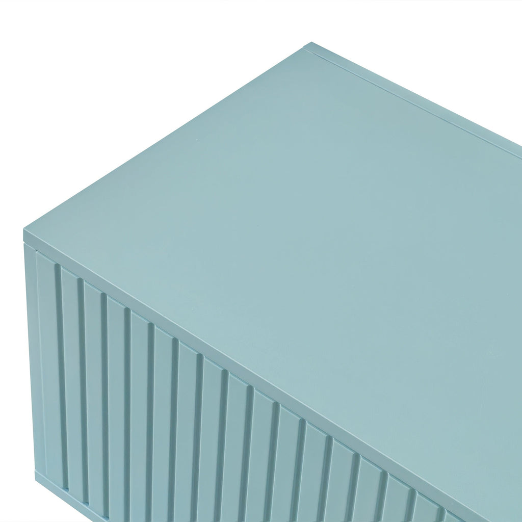 Modern Shoe Storage Bench with Hidden Storage and Upholstered Cushions for Bedside, Living Room and Entryway (Tiffany Blue)
