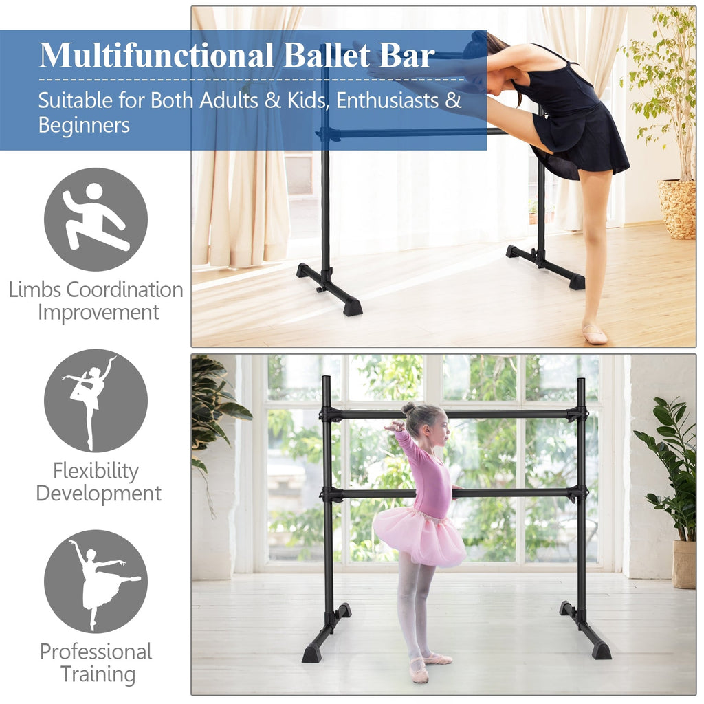 4 Feet Double Ballet Barre Bar with Adjustable Height