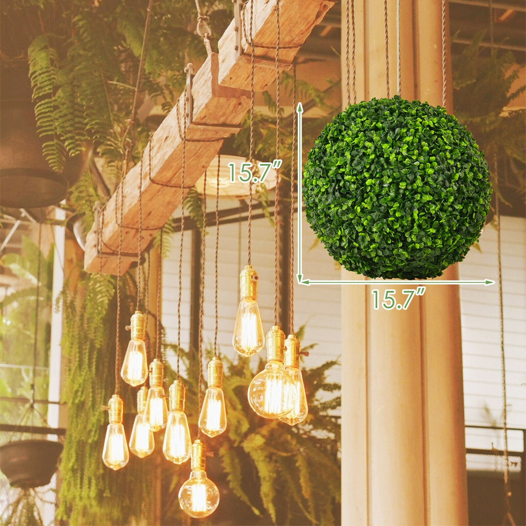 Artificial Boxwood Topiary Ball Tree Set - 15.7 Inch (2 Pieces)