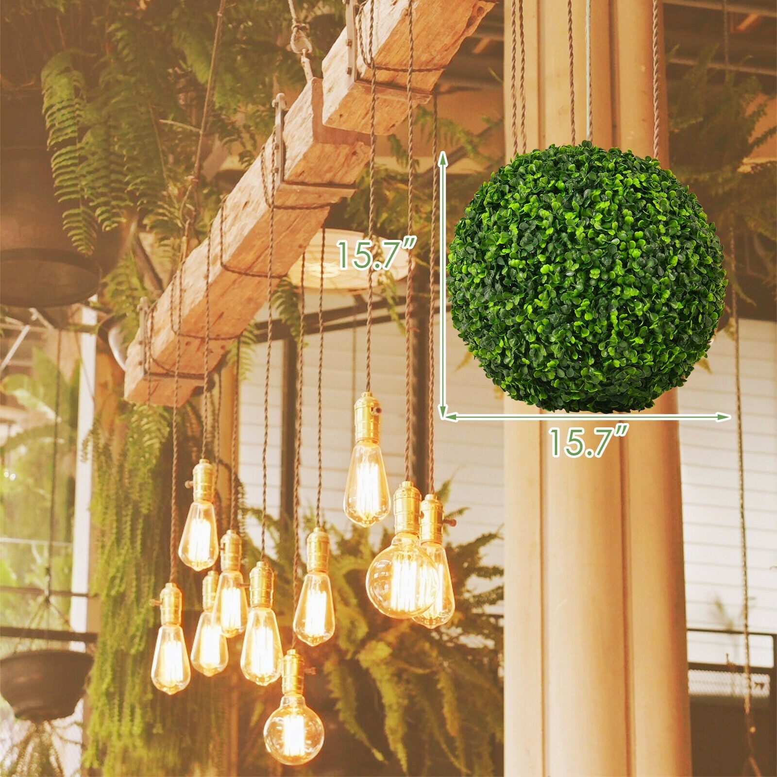 Artificial Boxwood Topiary Ball Tree Set - 15.7 Inch (2 Pieces)
