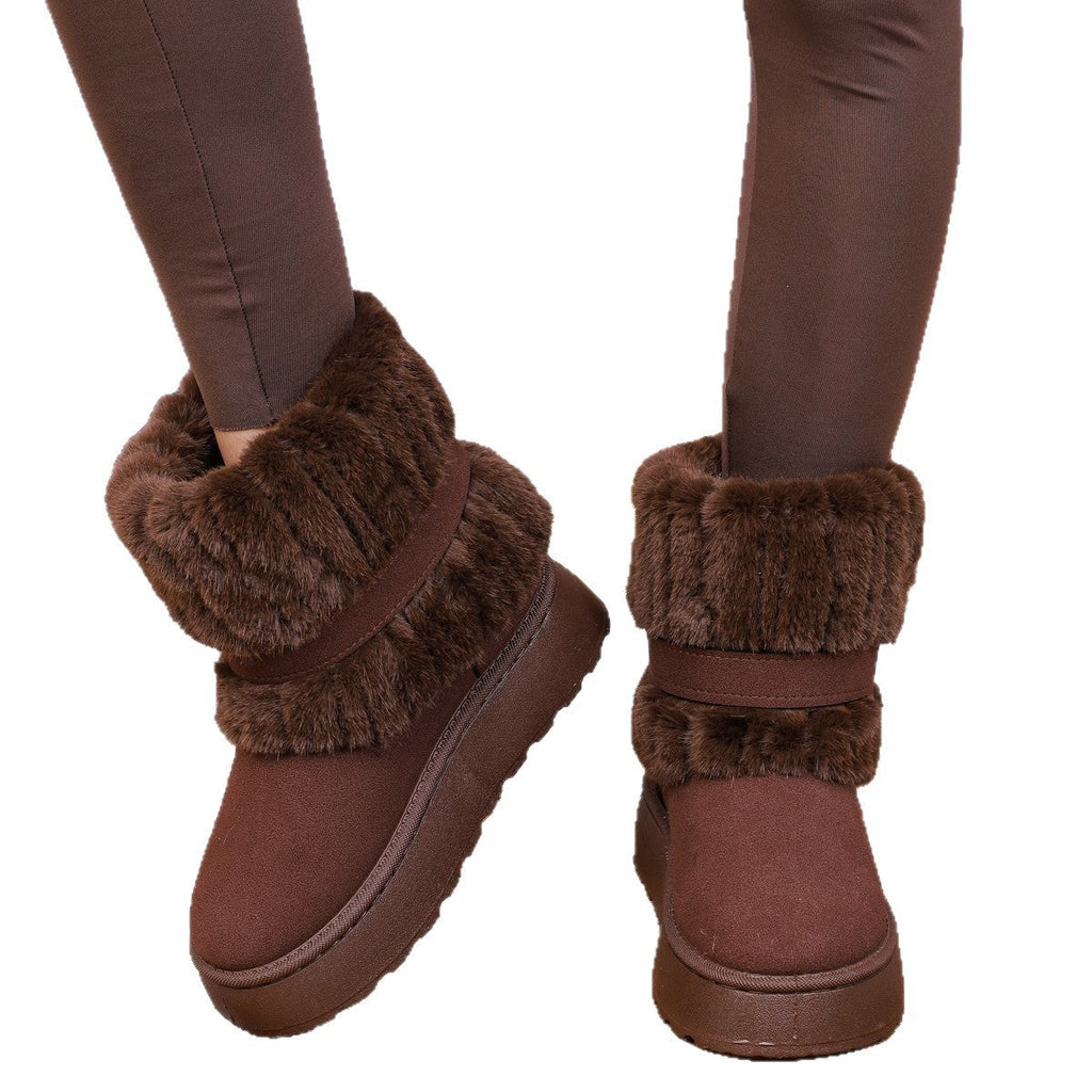 Women's Plus Size Snow Boots Fleece Lined Padded Warm Keeping Non-slip Ankle Boots