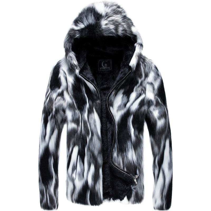 Men's Faux Leather Warm Coat Handsome Thickened