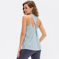 Sexy Back Design Running Sports Top Nylon Ice-Feel Breathable Fitness Shirt