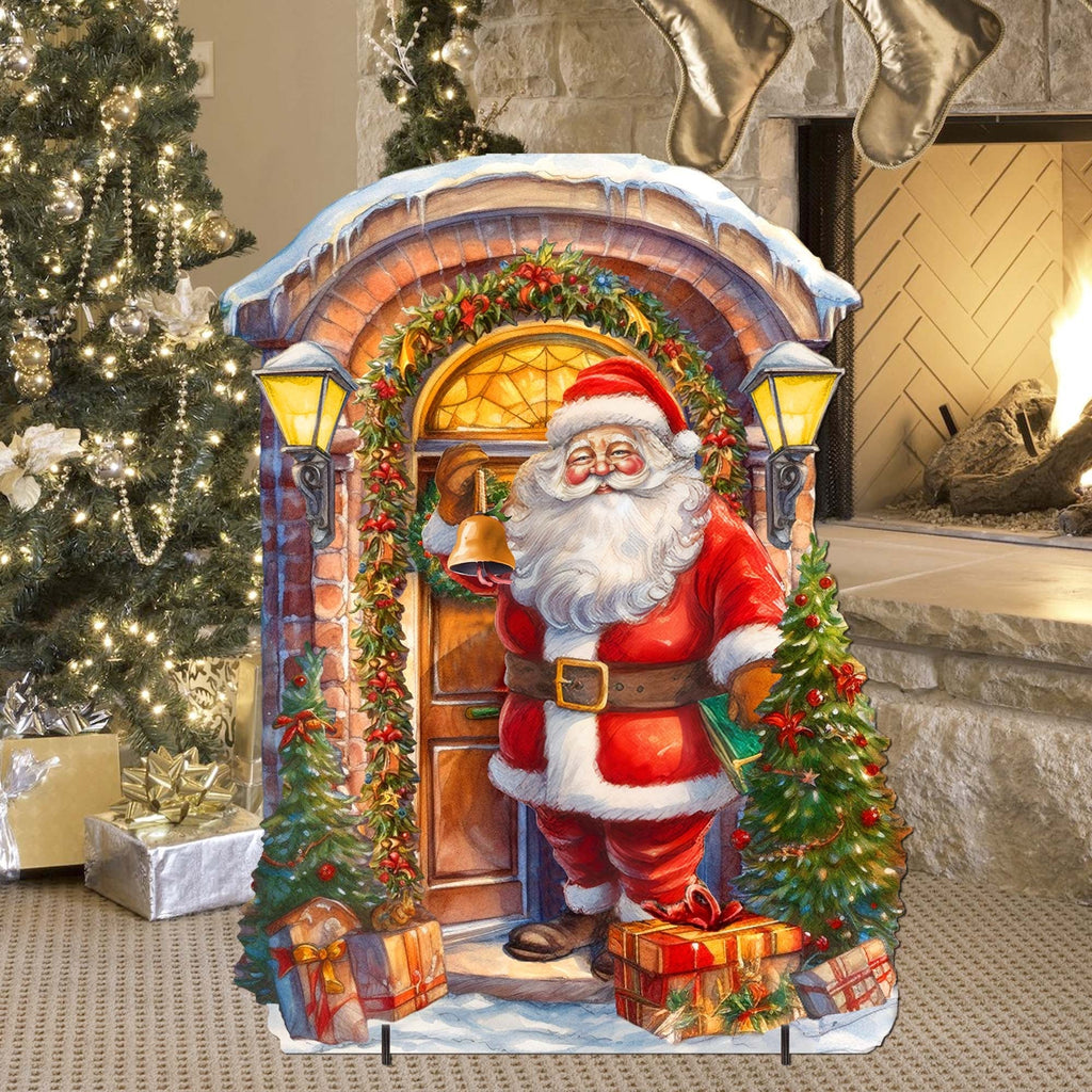 Knocking the Door Santa Outdoor Decor by G. Debrekht - Christmas Santa Snowman Decor - 8611044F