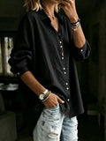 Casual Lapel Long-sleeve Shirt Fashionable Womens Wear