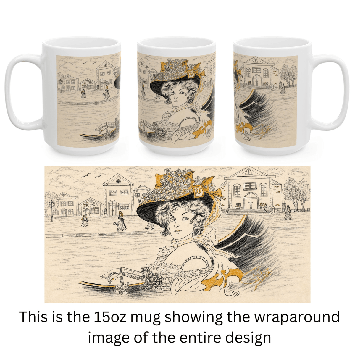 PimsArt Vintage Belle Victorian Mug From Original Drawing